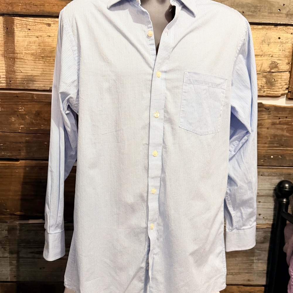 Michael Kors Light Blue Checkered Dress Shirt